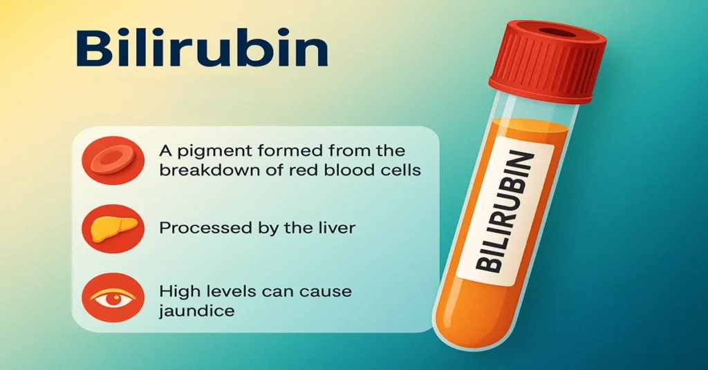 Bilirubin Test featured image with 3 key points about liver function, jaundice detection, and bilirubin importance.