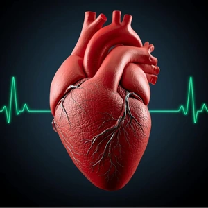 Cardiac marker tests – heart with ECG line icon