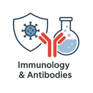 Immunology and antibody tests – shield with antibody Y shape icon