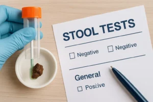 Stool test – lab container illustration