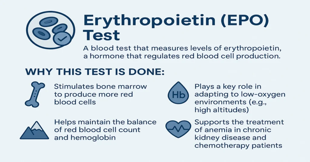 Factor VIII test infographic showing clotting factor purpose with four key points about diagnosing hemophilia A and bleeding disorders.