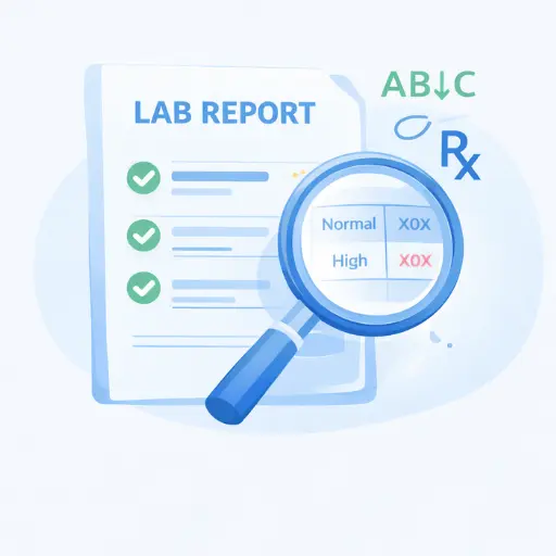 Illustration showing clear and accurate medical lab report explanation with verified values