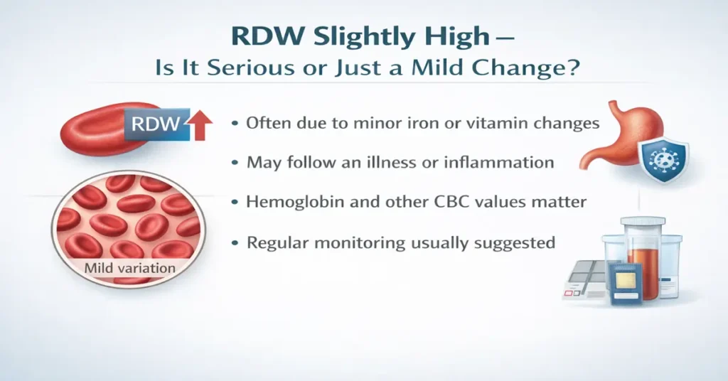 RDW slightly high blood test showing mild red blood cell size variation and when it is usually not serious